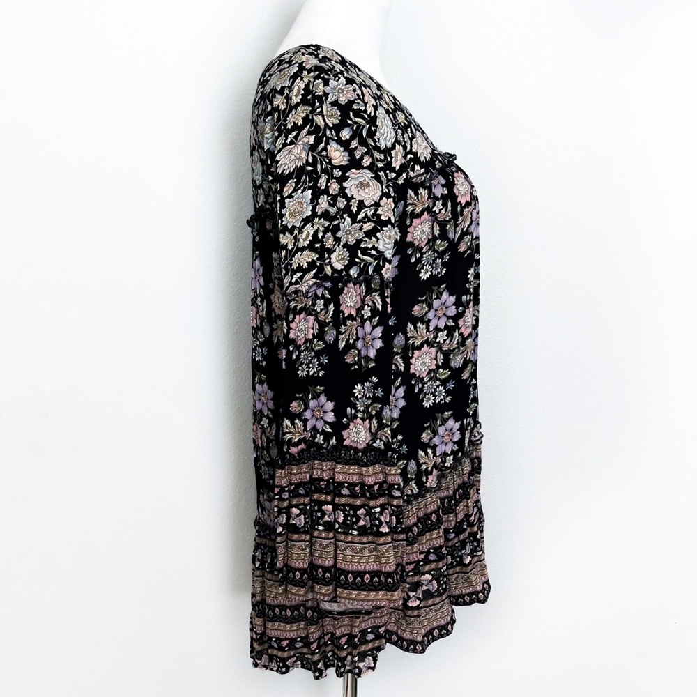 AMERICAN EAGLE OUTFITTERS AEO CUTOUT Floral Tunic Bell Sleeve Tiered Ruffled… - Picture 5 of 16